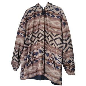 Vintage Current Seen Women’s Reversible Wind Breaker Fleece Jacket Aztec OS 90s